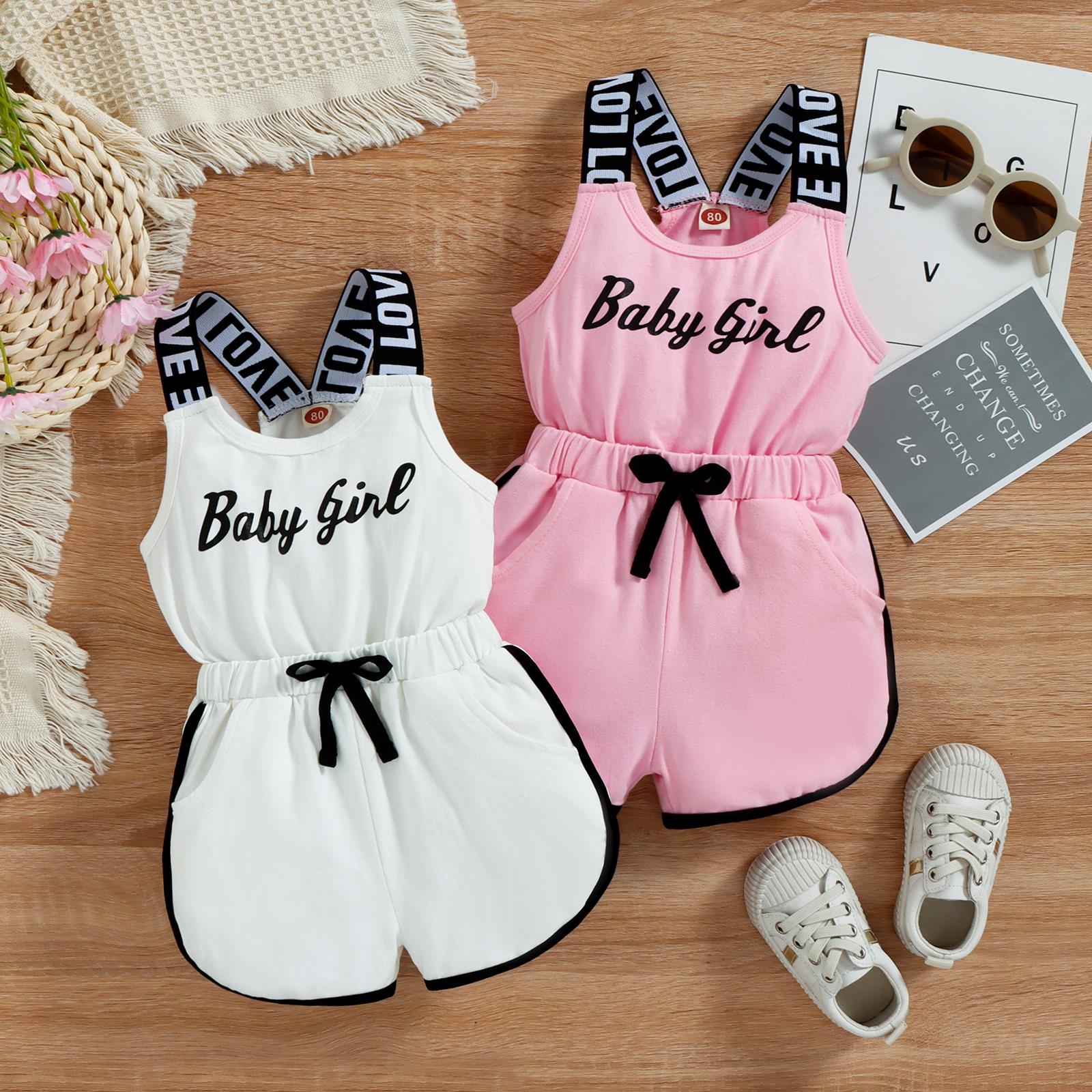Toddler Kids Baby Girls Summer Romper, Sleeveless Crew Neck
