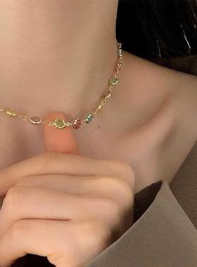 Light Luxury Colored Glaze Necklace Women