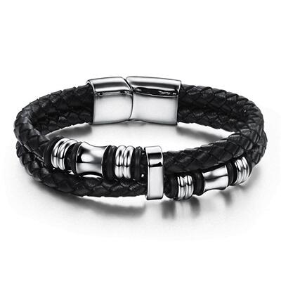 男士手炼 leather bracelet men boyfriend gift jewelry male