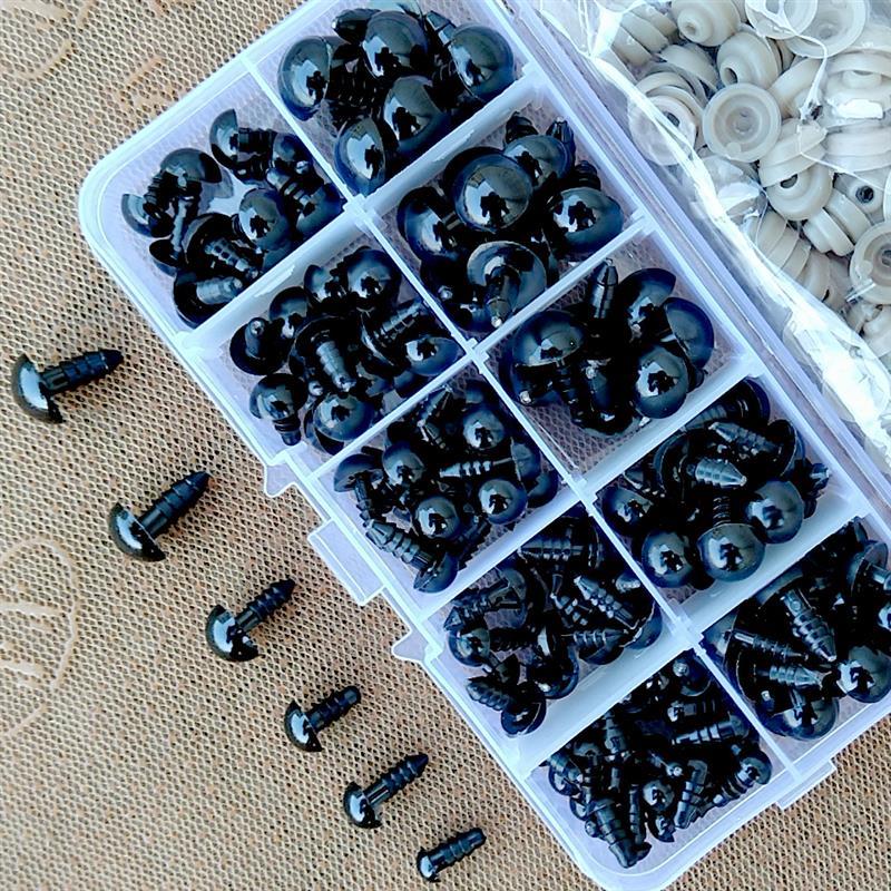 100pcs 6-24mm Black Plastic Safety Eyes For Toys Doll Craft