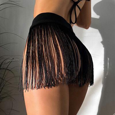 Beach tassel half body cover skirt mini skirt 沙滩流苏小短裙