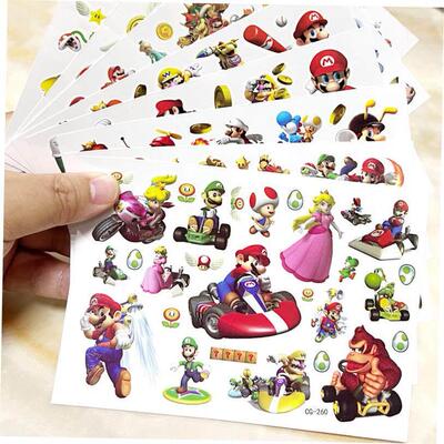 Super Mario Bros Tattoo Stickers Kawaii Anime Figure Toys Ki