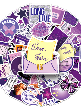 50张泰勒专辑Speak Now卡通紫色系涂鸦装饰创意diy手机壳手账贴纸