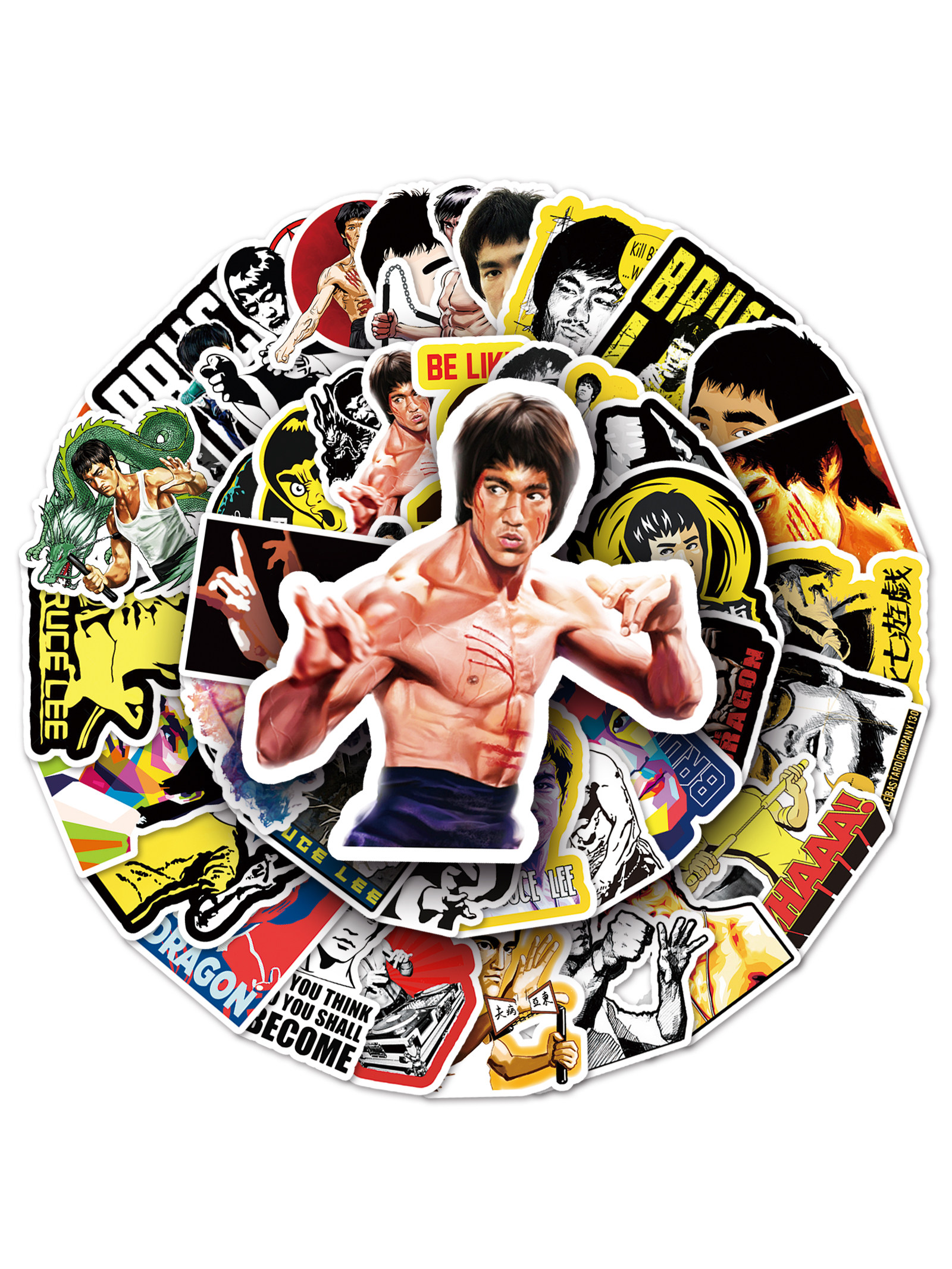 51张bruce li李小龙笔记本电脑手机滑板行李箱潮牌防水手账贴纸