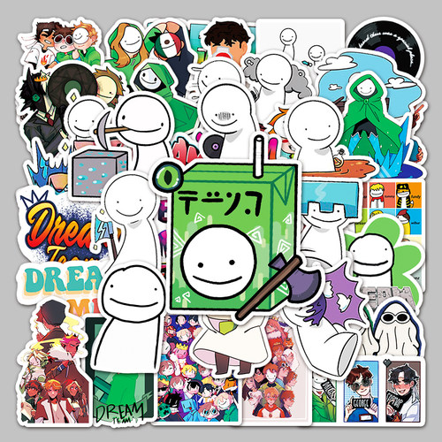 50张游戏Dream Smp卡通涂鸦贴纸行李箱旅行箱汽车手机DIY防水贴纸