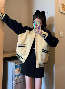 美式复古棒球服外套女2024