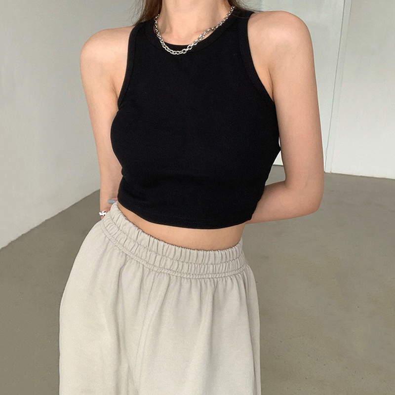吊带设计感小众外穿甜辣无袖黑色小背心女夏内搭打底短款运动上衣