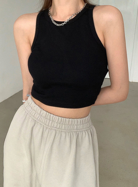吊带设计感小众外穿甜辣无袖黑色小背心女夏内搭打底短款运动上衣