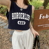 运动背心T恤女夏季 内搭网红爆款 设计感无袖 美式 短款 吊带上衣外穿