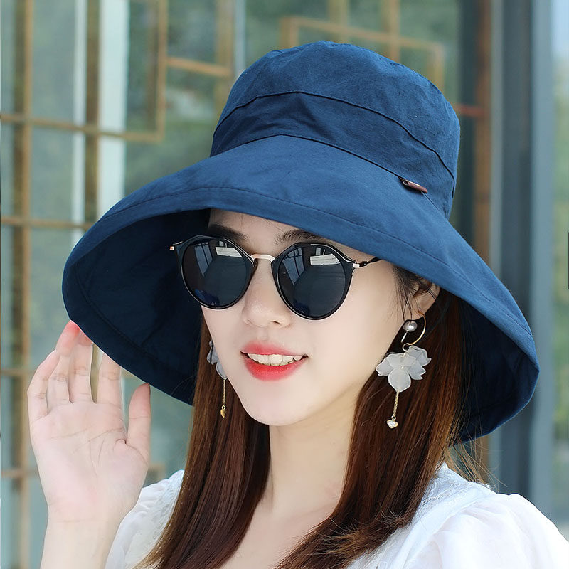 遮阳帽女士夏大檐遮脸布帽防晒太阳帽时尚简约百搭盆帽渔夫帽日系