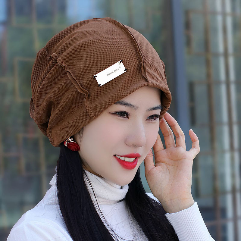 韩版时尚头巾帽女秋季休闲百搭包头帽子减龄个性堆堆帽保暖护耳帽