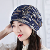 帽子女春夏天蕾丝透气头巾帽时尚 洋气妈妈帽空调帽包头帽优雅知性
