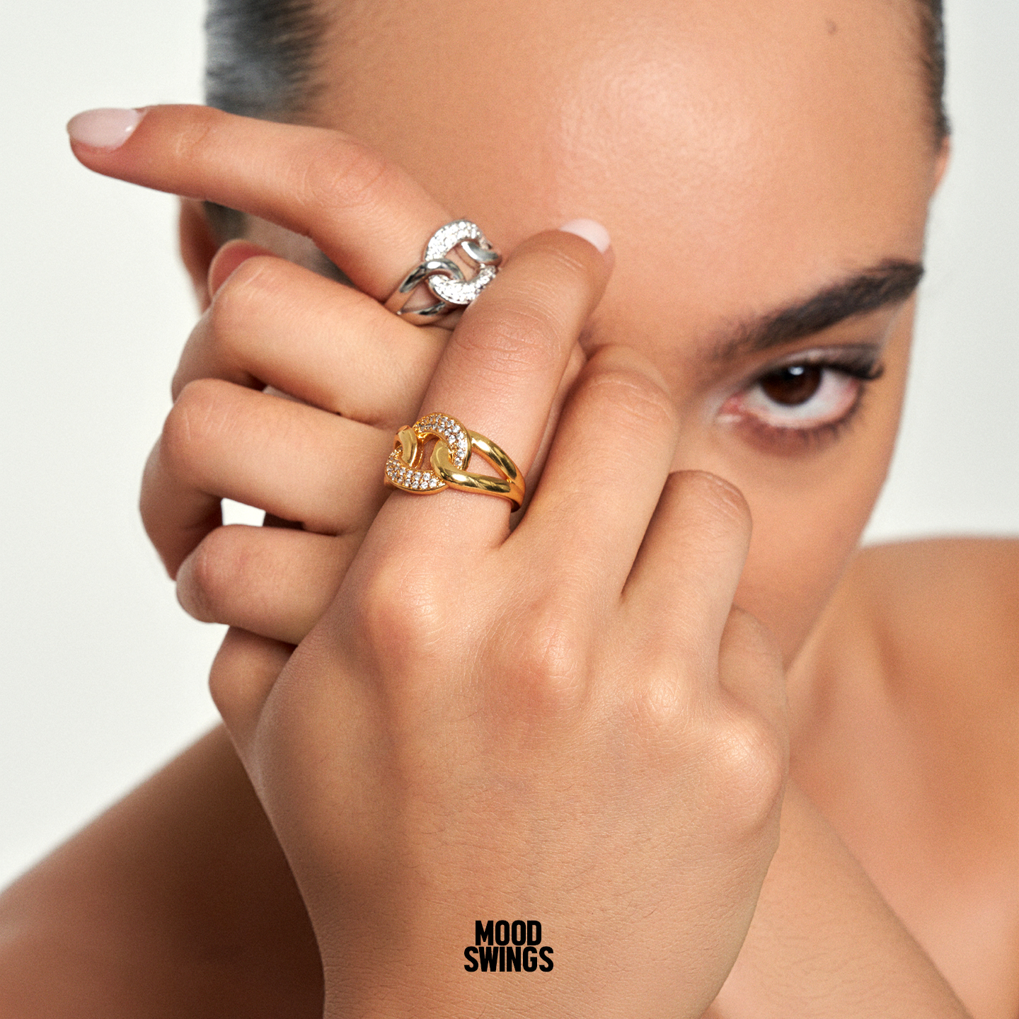 欧美辣妹简约时尚镀金链条戒指