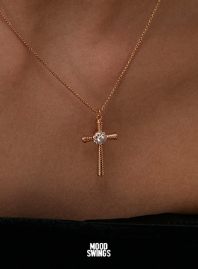 情绪波动925银镀玫瑰金锁骨链