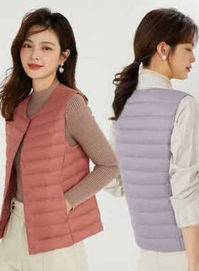 轻薄羽绒服背心女保暖修身休闲2024年新款轻便马甲内胆坎肩