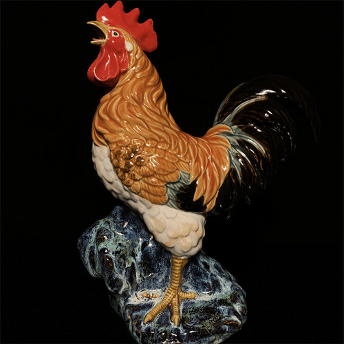 陶瓷仿真公鸡摆件吉祥镇宅工艺品
