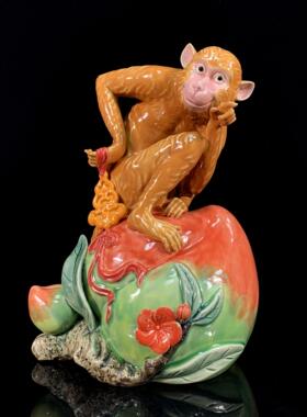 创意猴子摆件金猴献寿生日送礼