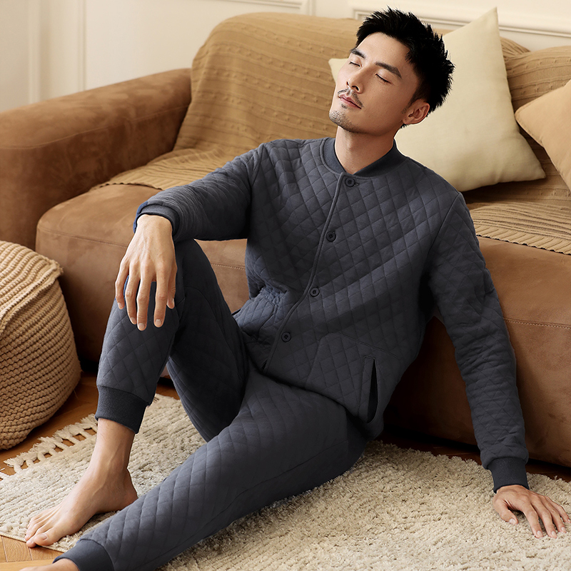 康妮雅立领秋衣秋裤夹棉家居服