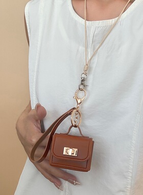 方形皮质长款小包包项链女