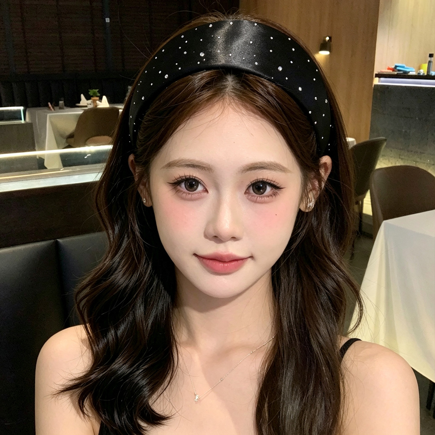 法式缎面满天星烫钻发箍女日常外戴宽边高颅顶头箍压发卡发饰头饰