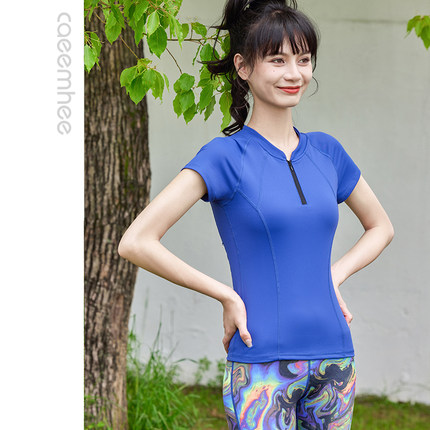 卡益瑜伽服女2025春夏新款短袖专业高端时尚健身房跑步运动女上衣