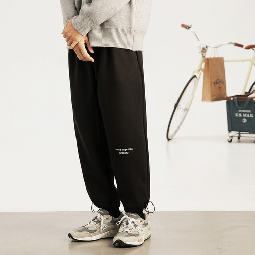 冬季日系男士宽松束脚裤