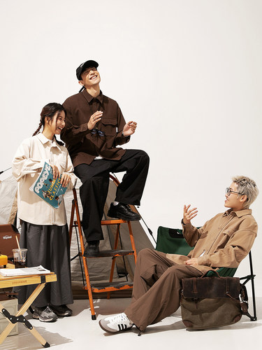 翻领春秋冬宽松两穿夹克外套