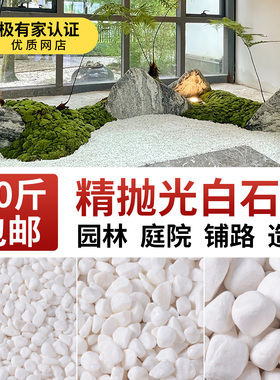 50斤白色石子颗粒天然鹅卵石花园造景阳台小白石头砾石庭院白石子
