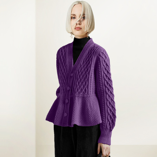 红色小众衫短款针织开衫女2025年秋冬新款麻花宽松显瘦洋气外套潮