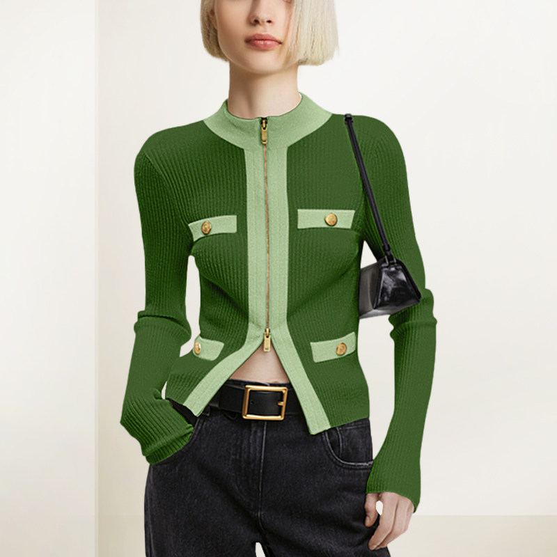 圆领撞色针织衫女2025年秋冬新款时尚简约修身显瘦内搭毛衣外套潮,女装/女士精品,毛针织衫,淘宝优惠券,粉丝福利购,淘宝优惠卷