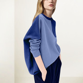 新款 法式 撞色圆领卫衣女2026年春季 洋气设计感休闲百搭宽松上衣潮