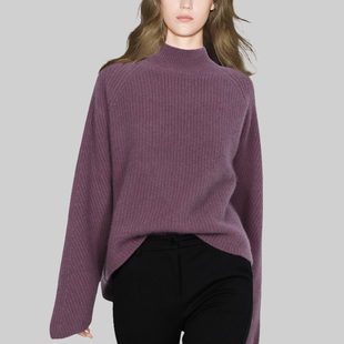 设计感小众洋气减龄紫色套头毛衣女2025秋冬新款修身设计感针织衫