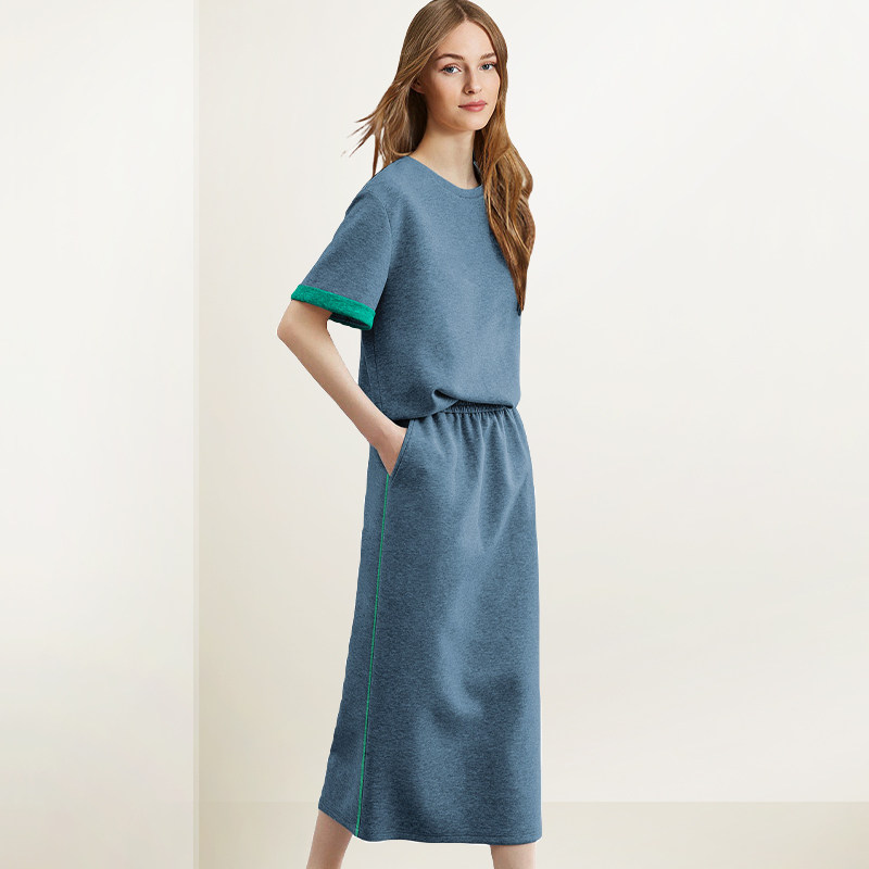 法式时尚休闲套装女2026年春装新款短袖T恤半身裙显瘦减龄两件套