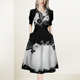 黑色减龄花色连衣裙女2026年夏装 新款 重工别致显瘦气质a字裙子潮