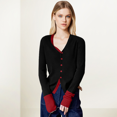 显瘦设计感撞色开衫外套