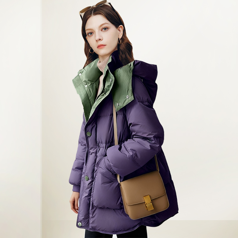中长款鸭绒面包服外套潮