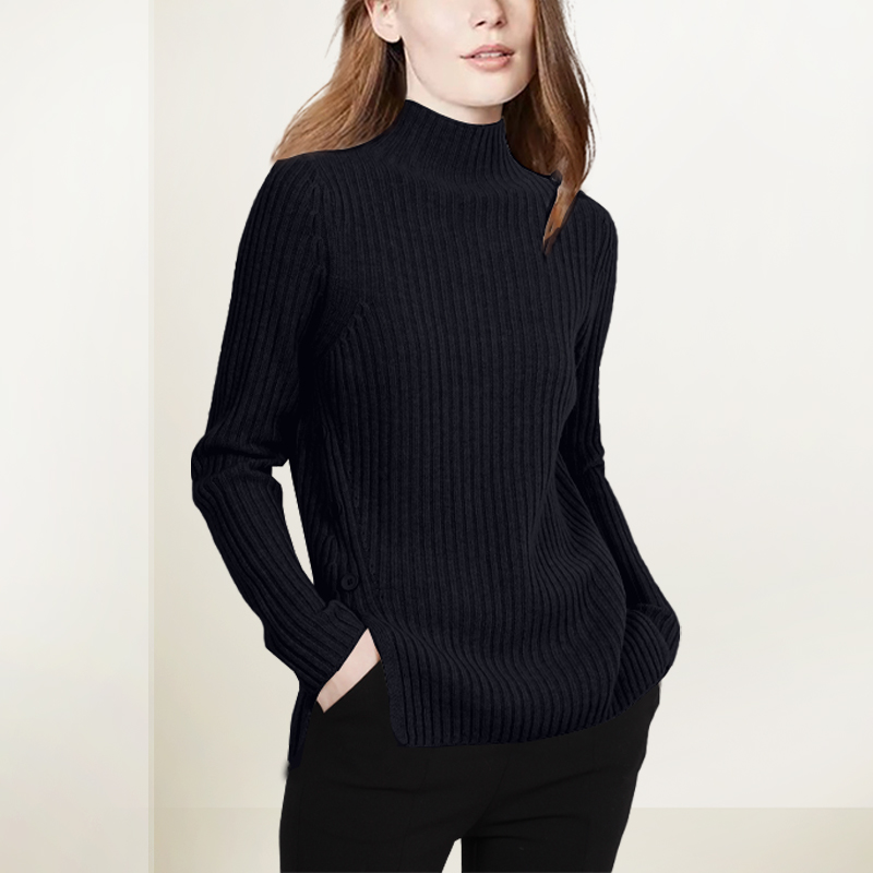 宽松显瘦针织羊毛衫半高领