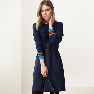 半高领中长款毛衣裙女2025年冬新款时尚内搭针织打底显瘦连衣裙潮