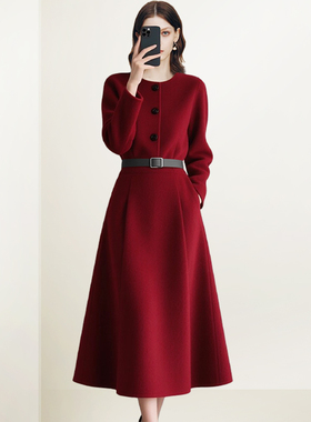 QOOEL高级感时尚大方得体连衣裙2026春季新款轻奢气质通勤中长裙