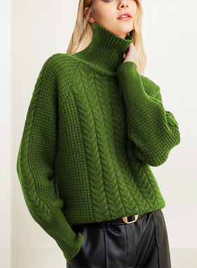 QOOEL慵懒高领毛衣女2025年冬季新款宽松显瘦休闲百搭小众针织衫