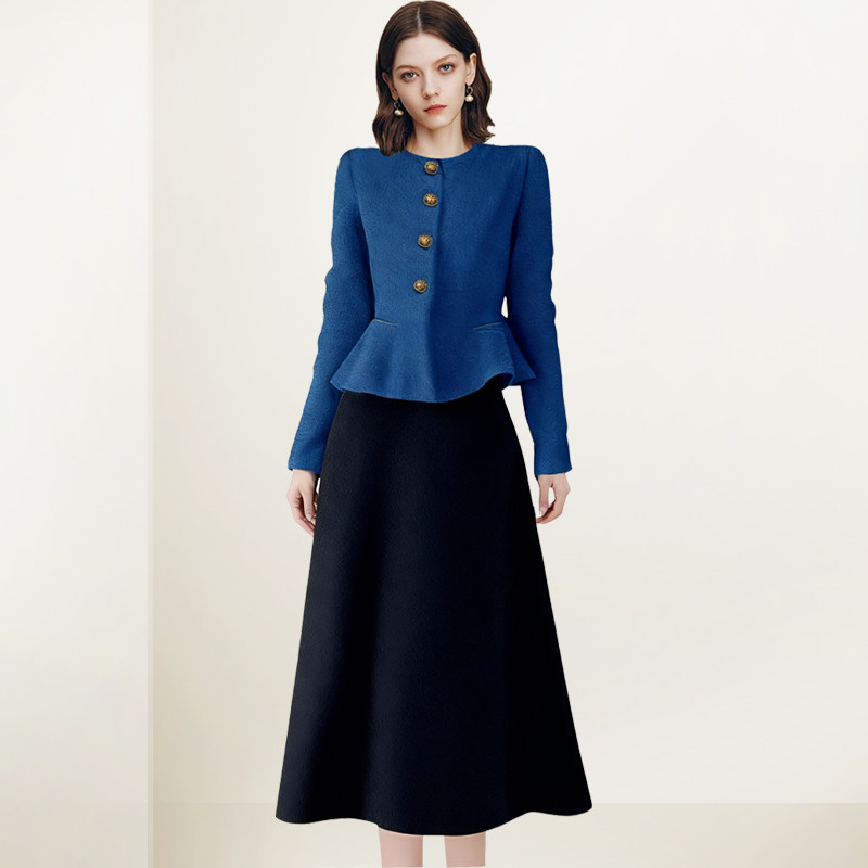 蓝色高级感减龄洋气套装裙女2025年秋新款气质开衫外套半裙两件套,女装/女士精品,时尚套装,淘宝优惠券,粉丝福利购,淘宝优惠卷