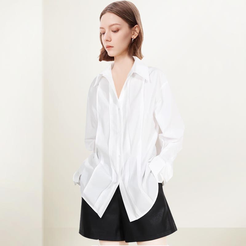 高级设计感休闲白色衬衫