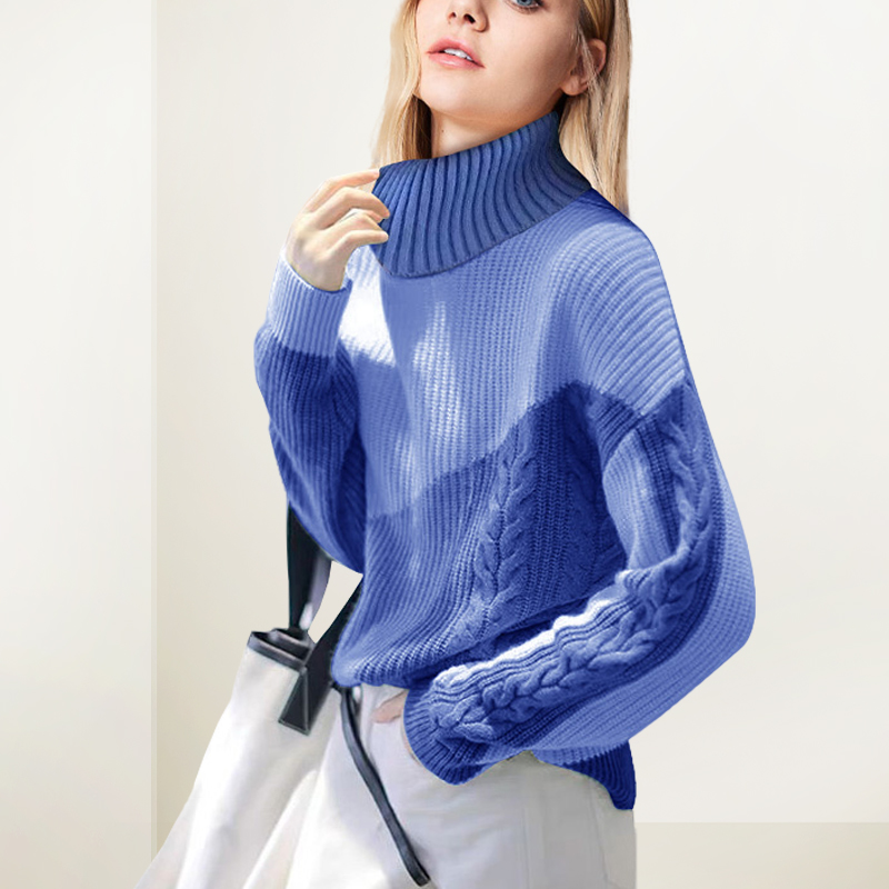 撞色宽松加厚显瘦打底针织衫潮