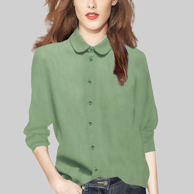 设计感减龄小众衬衫绿色长袖衬衣