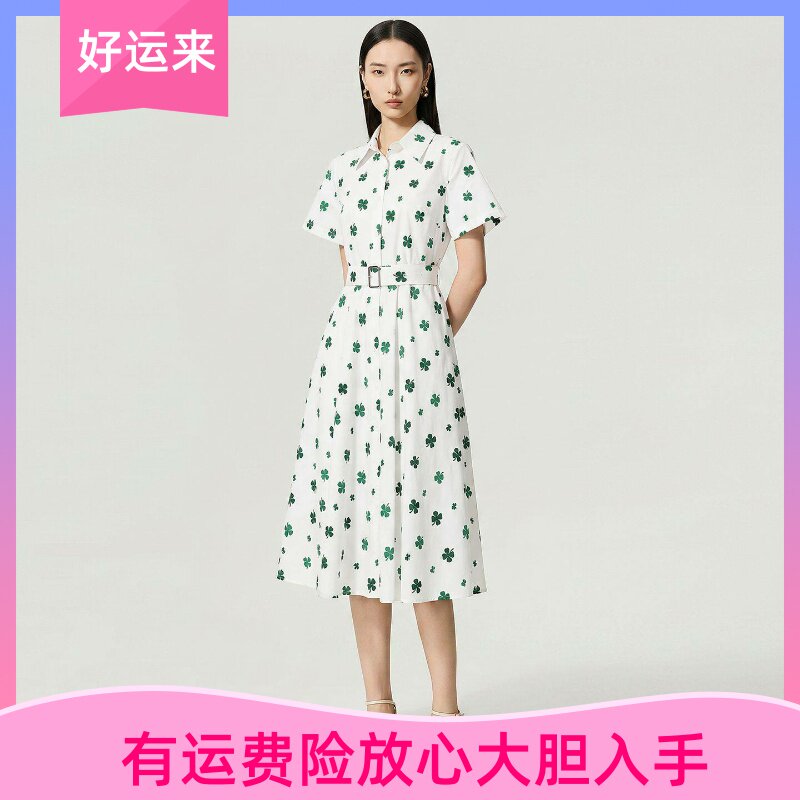 南油高品质气质印花棉感连衣裙