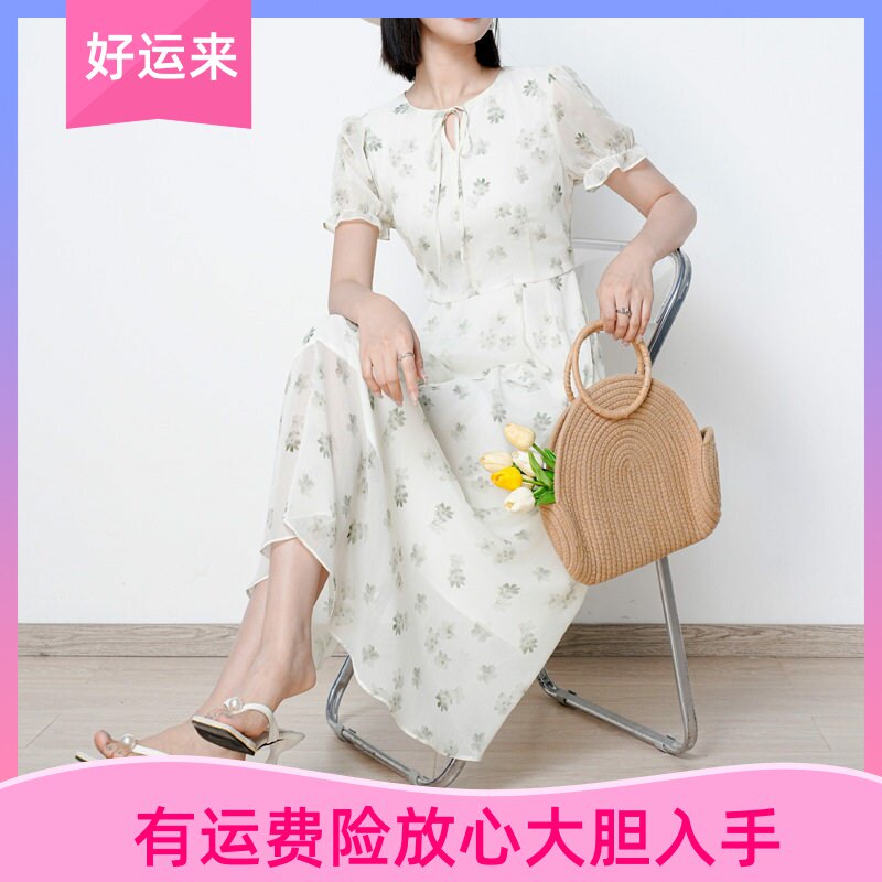 深圳南油2025夏新款雪纺印花连衣