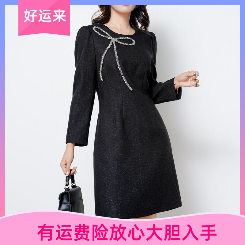 杨紫明星同款重工亮钻蝴蝶结修身