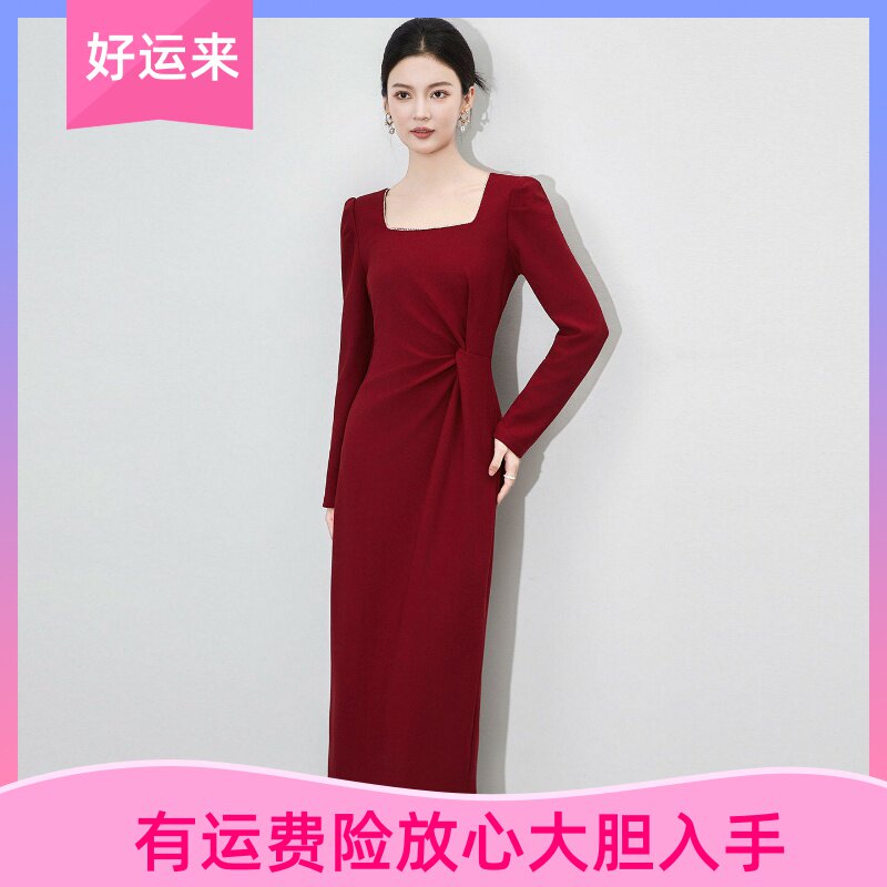 -法式名媛简约方领泡泡袖立裁收
