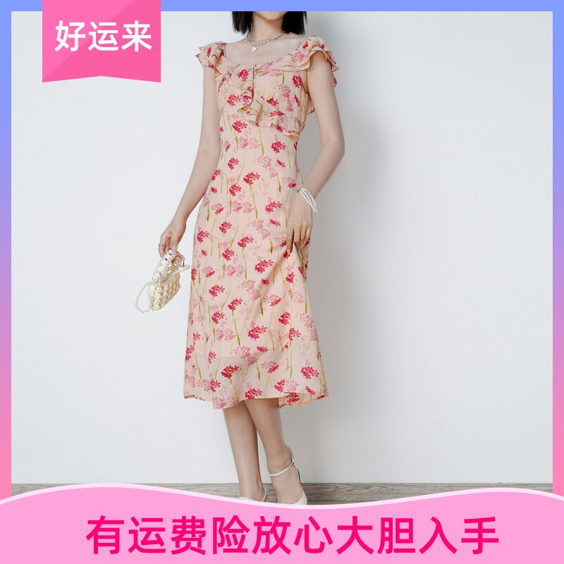 2025夏季新款雪纺碎花连衣裙茶歇