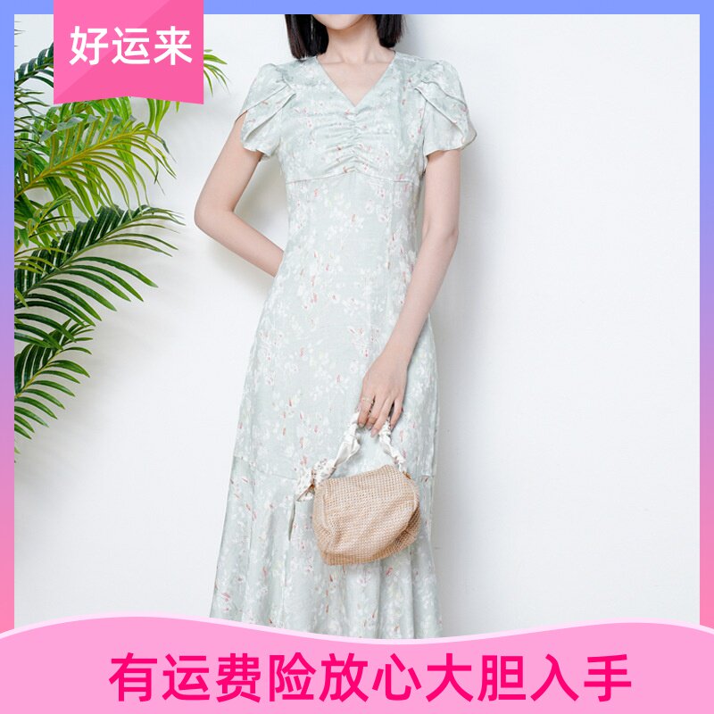 夏季法式赫本风v领设计感时尚收